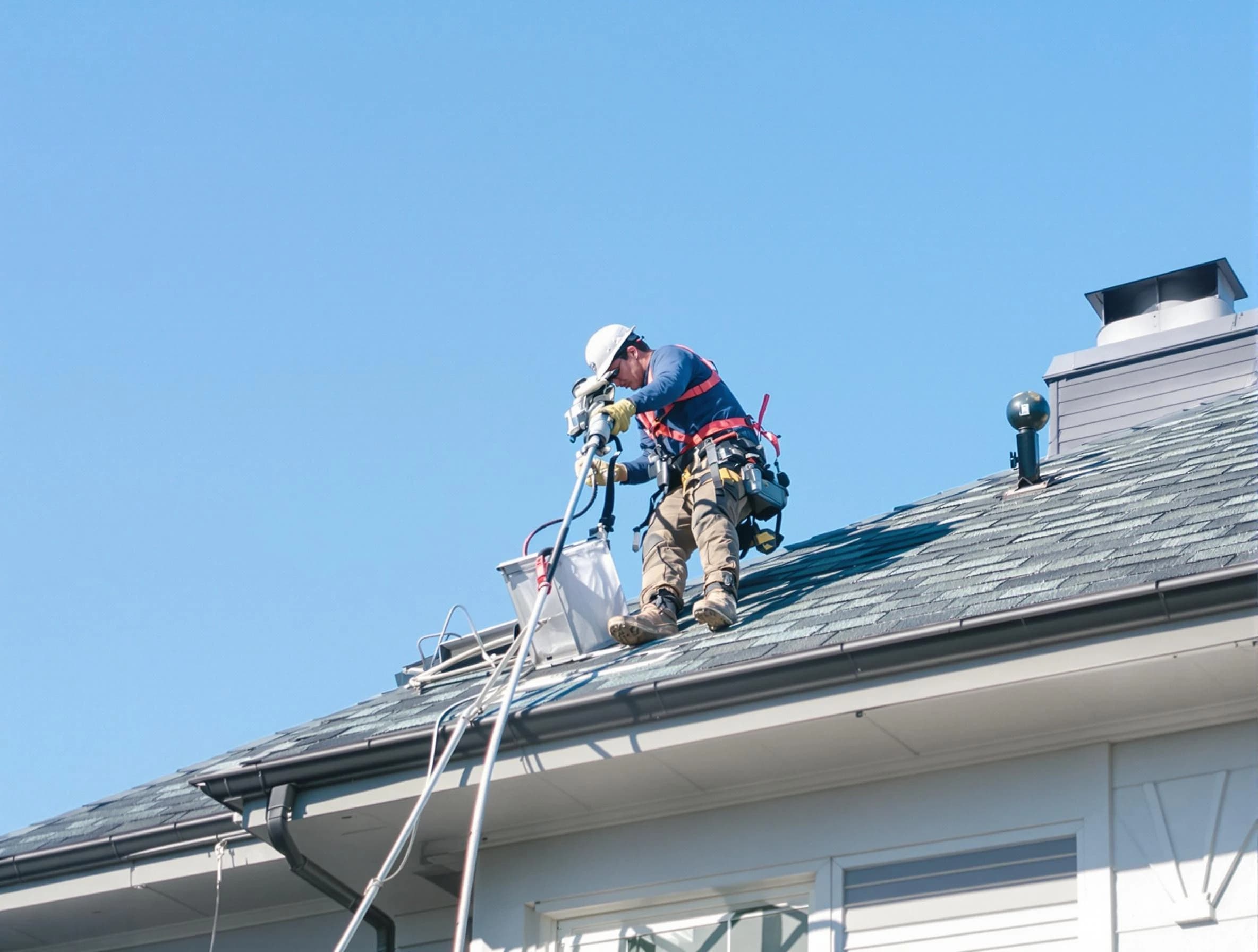 Holt Dryer Vent Cleaning certified technician cleaning a roof-mounted dryer vent system in Holt