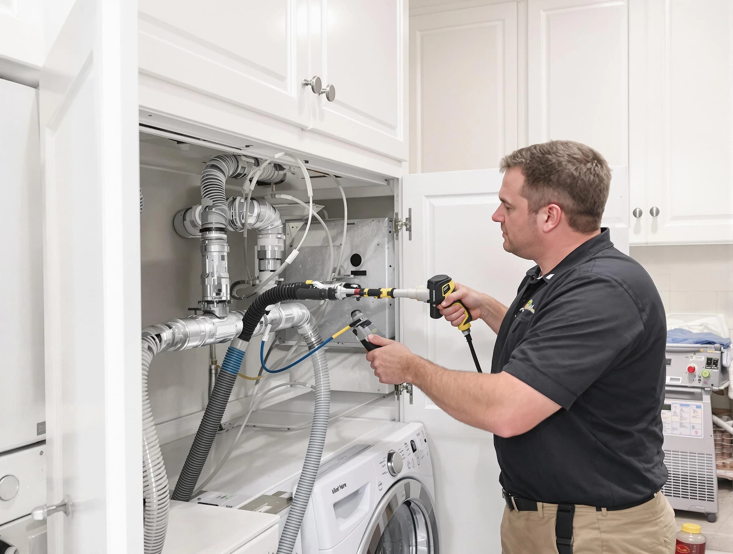 Holt Dryer Vent Cleaning professional removing severe blockage from a clogged dryer vent in Holt