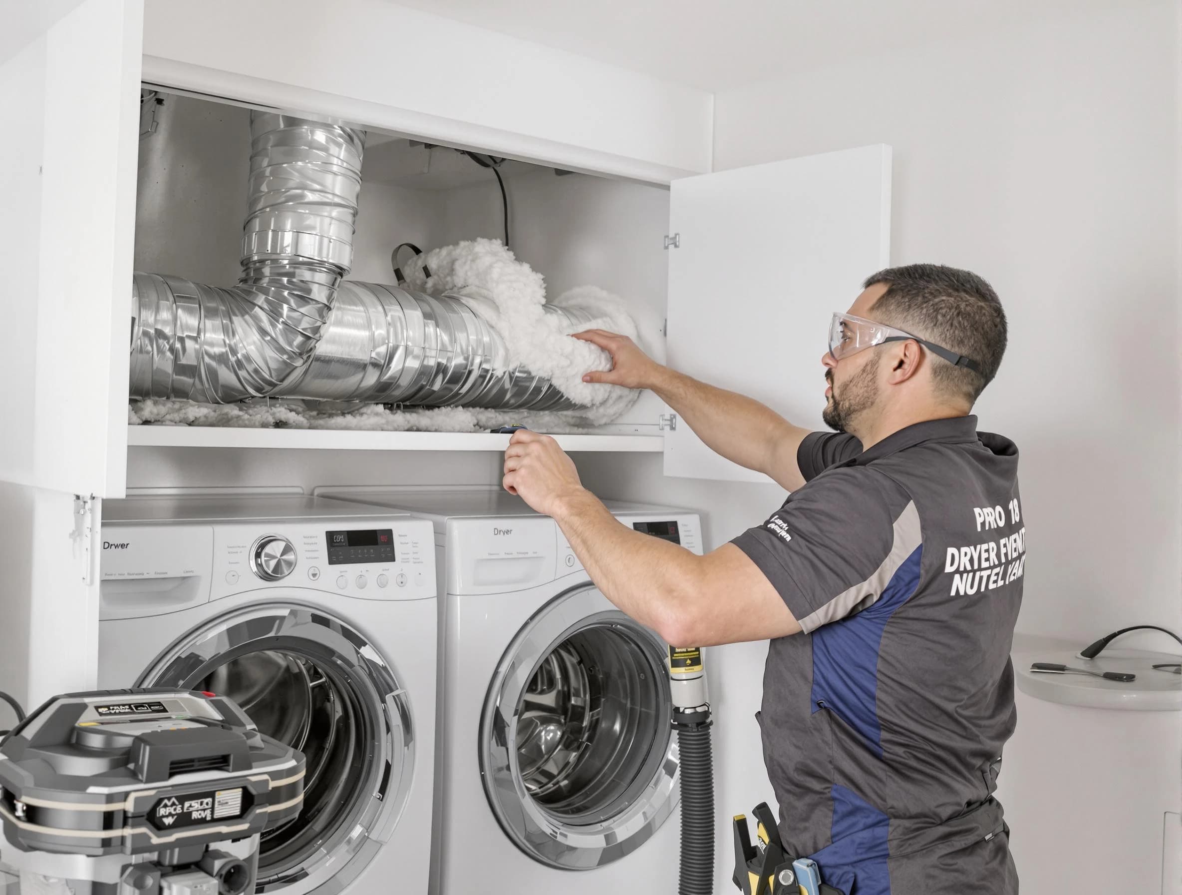 Holt Dryer Vent Cleaning certified technician performing specialized gas dryer vent cleaning in Holt