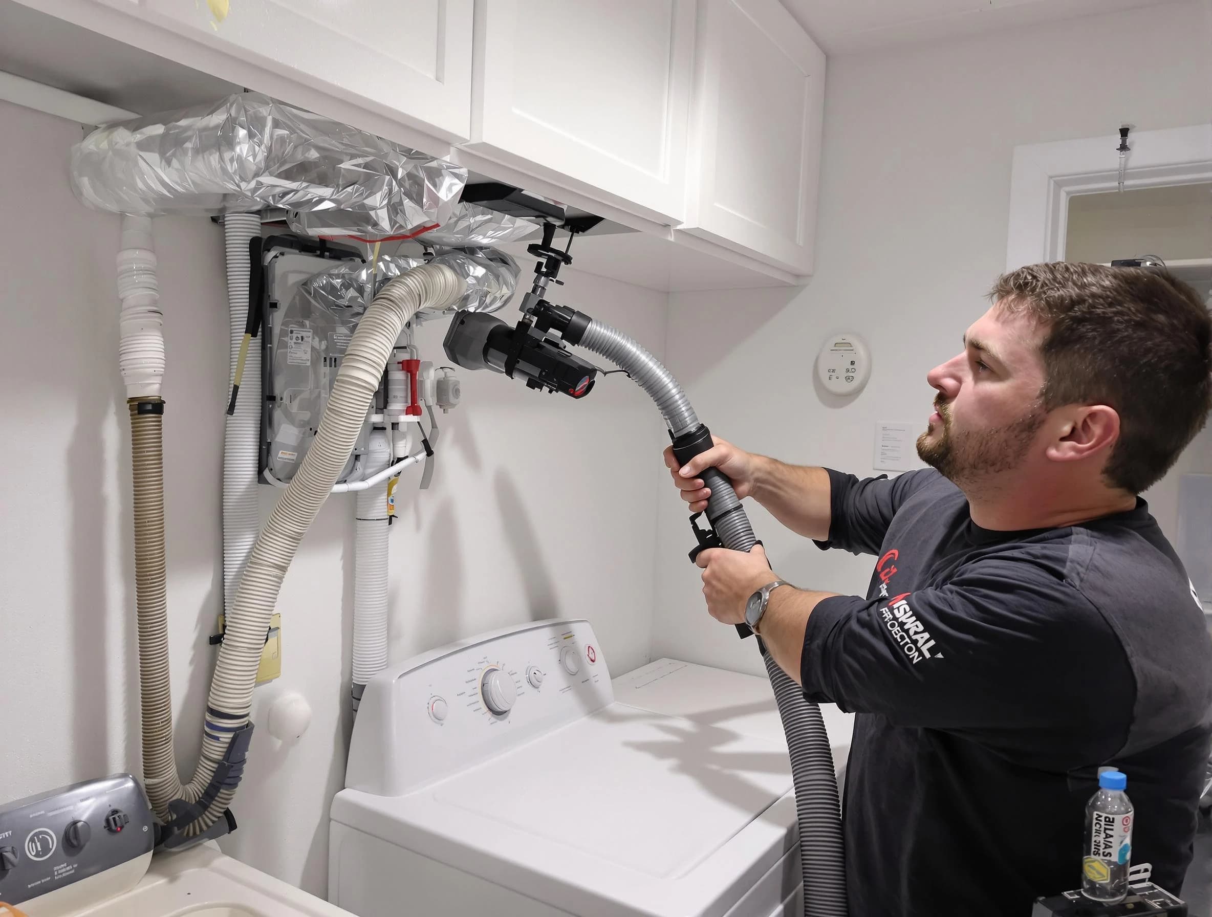 Holt Dryer Vent Cleaning certified technician performing safety-focused gas dryer vent cleaning in Holt