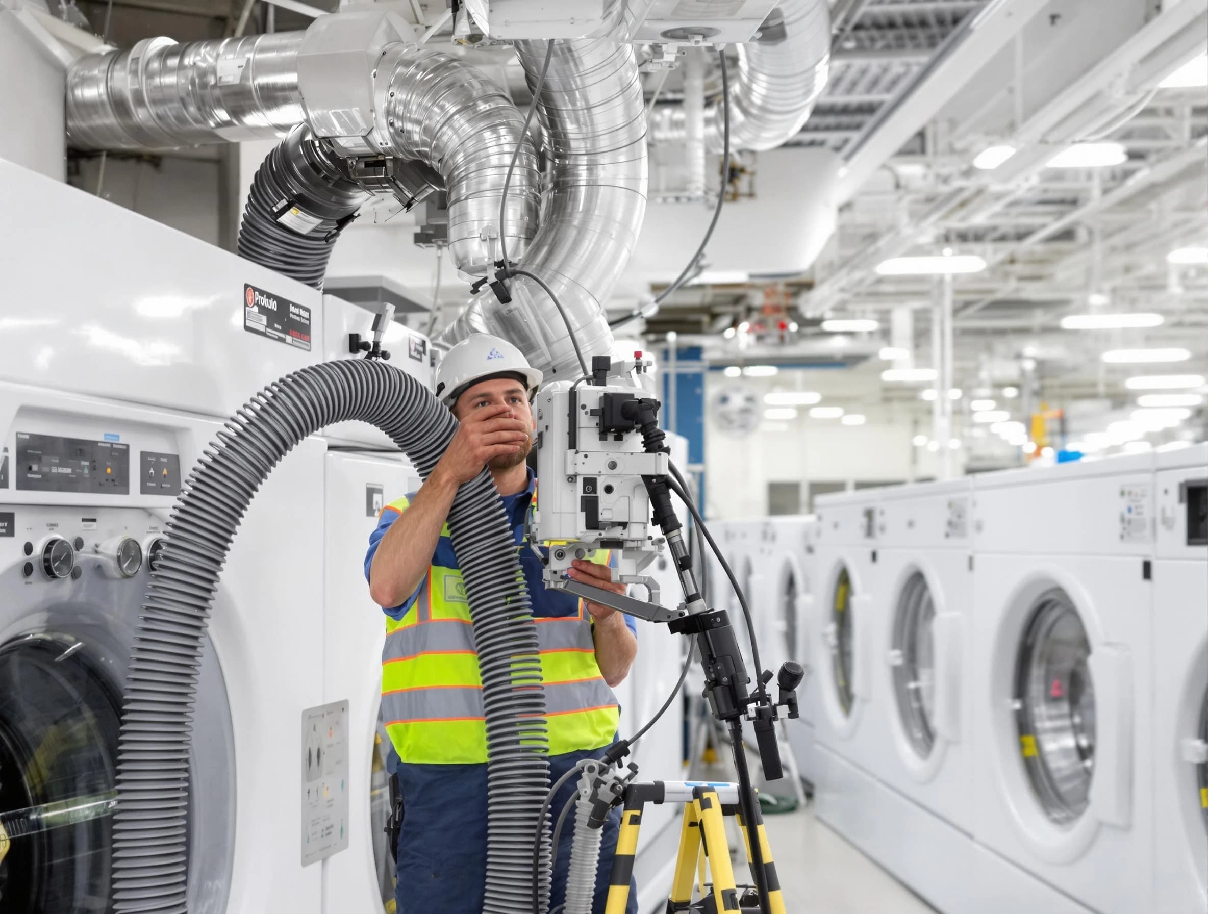 Holt Dryer Vent Cleaning team performing commercial-grade dryer vent cleaning at a business facility in Holt